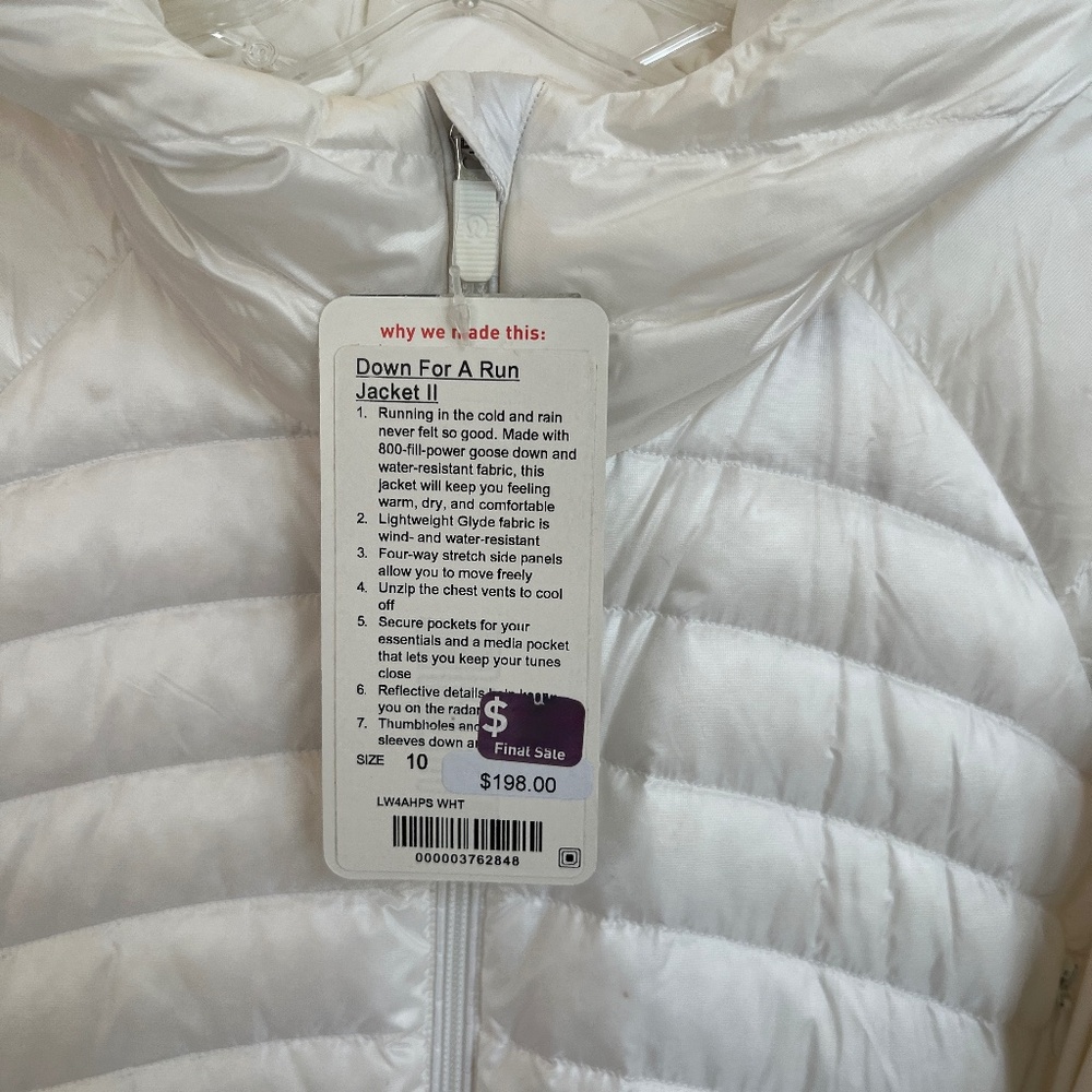 Lululemon Down For A Run Jacket II White Size 10 NWT - Picture 6 of 16